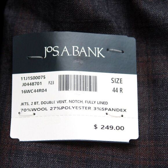 Jos A‎ BANK Windowpane Sportcoat Blazer Jacket Size 44R Grey Plaid D070405 16WC - Picture 8 of 9